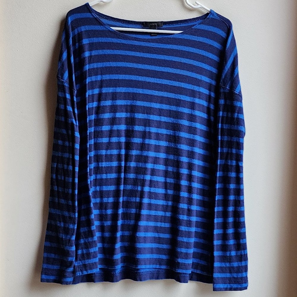 J.Crew Blue/Black Striped Jersey Size Medium